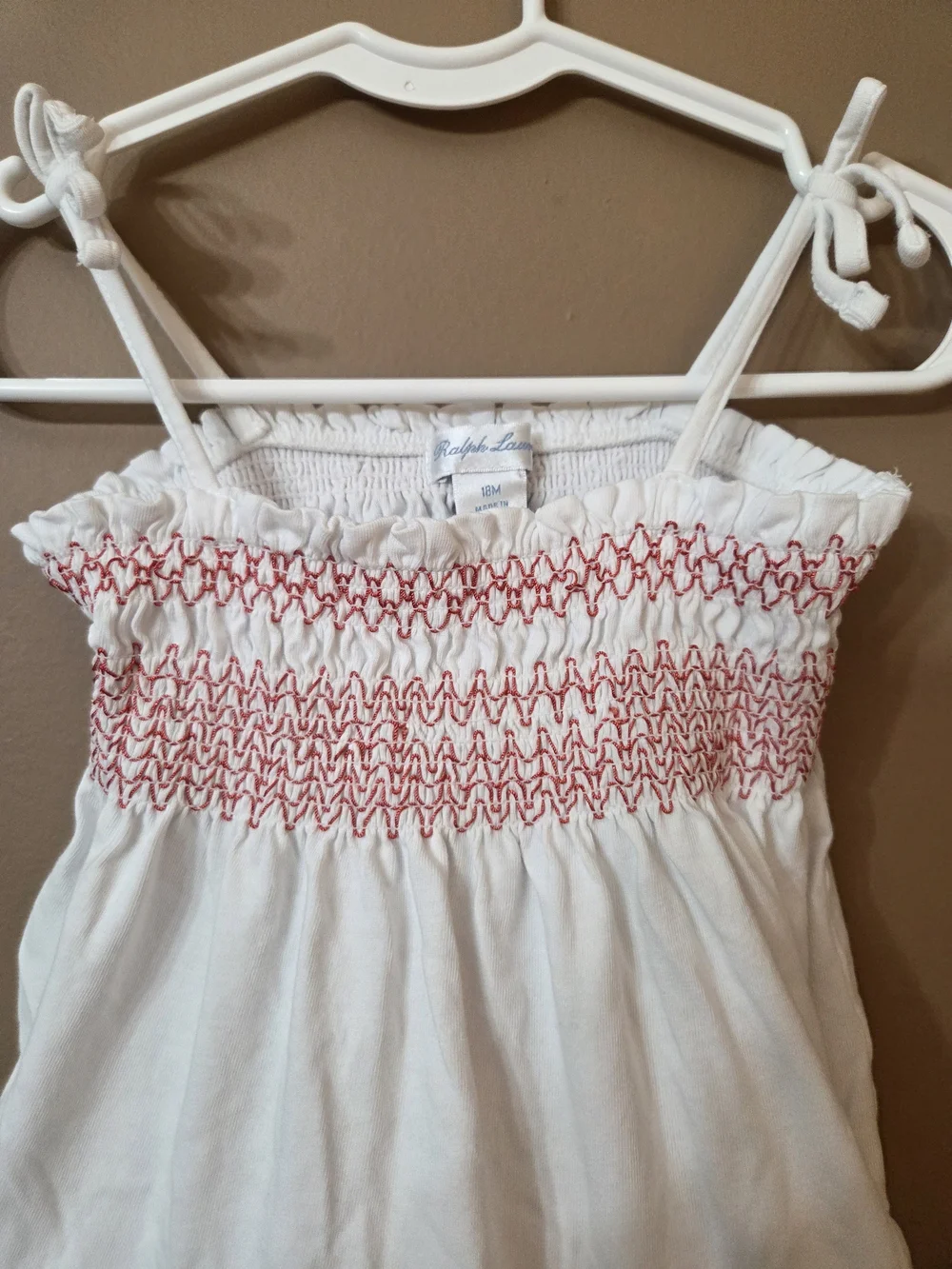 Ralph Lauren White Sundress with Red Embroidery
